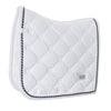 Equestrian Stockholm Dressage Saddle Pad White Perfection Navy/Silver Binding